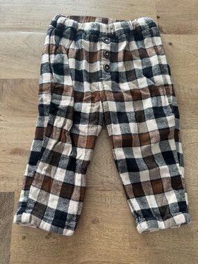 Zara Cozy Plaid Pants in Cream, Black & Brown size 12-18 months chic chalet